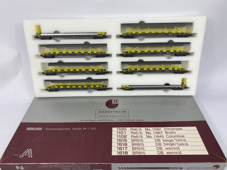 HOBBY-TRAIN – N – Coffret contenant 8 wagons plateaux, Réf 3000, NB