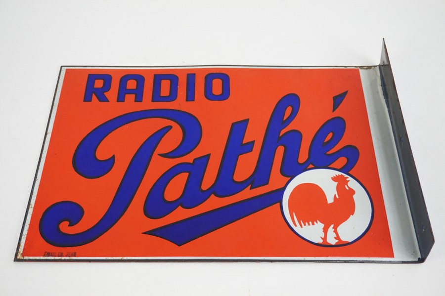 Plaque émaillée publicitaire vintage Radio Pathé.