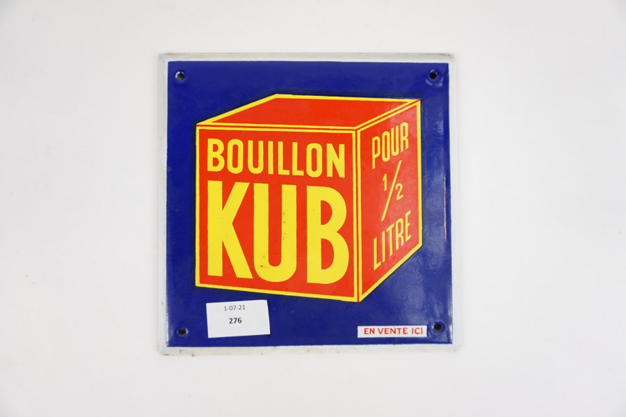 Plaque émaillée publicitaire vintage Bouillon KUB.
