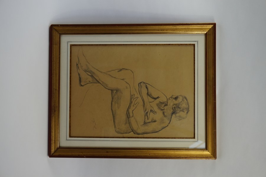 Fernand CORMON (1845-1924). Belle étude de maternité. Crayon sur papier. Fin du XIXe siècle. Environ 37,5 x 27,5 cm.